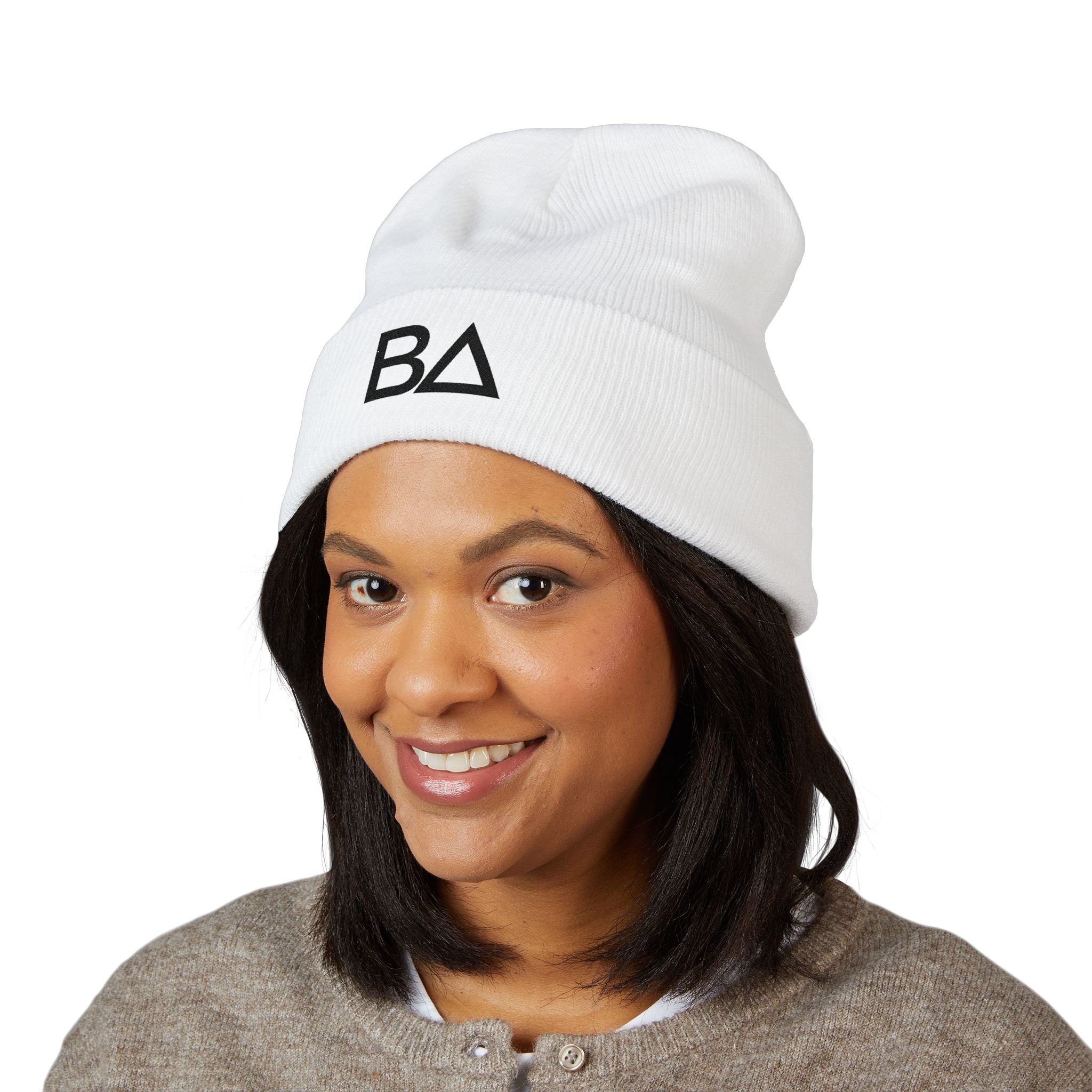 Breaux Ave White Unisex Cuffed Beanie