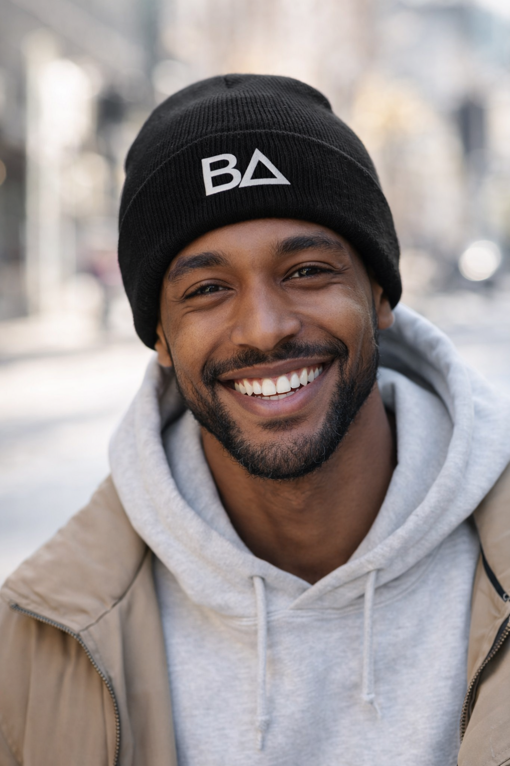 Breaux Ave Black Unisex Cuffed Beanie