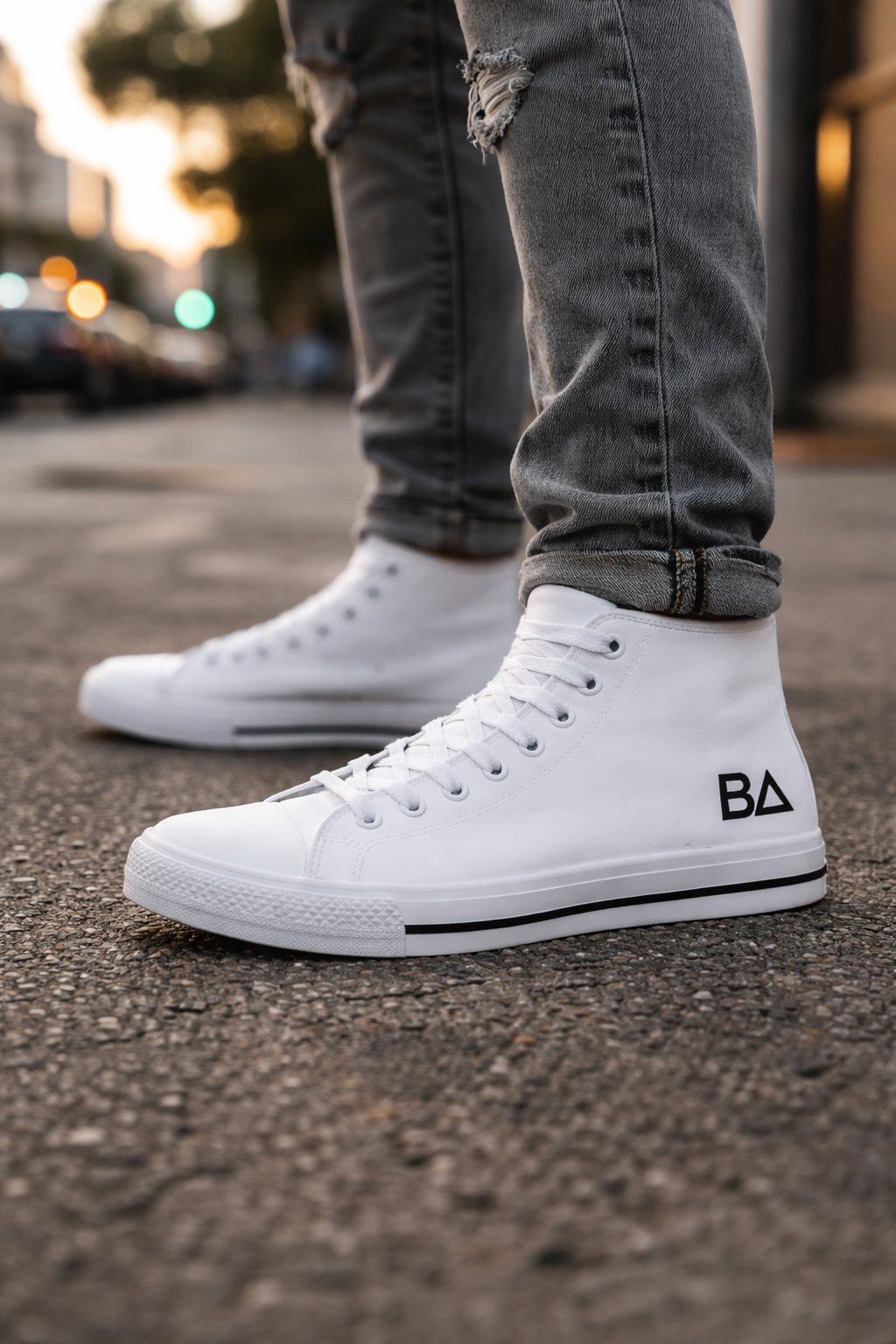 Breaux Ave “All Heart” High-Top Sneakers – White Edition