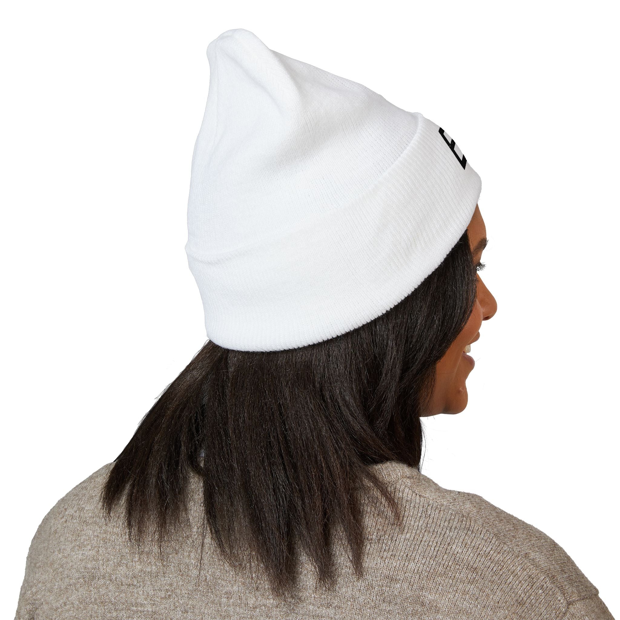 Breaux Ave White Unisex Cuffed Beanie