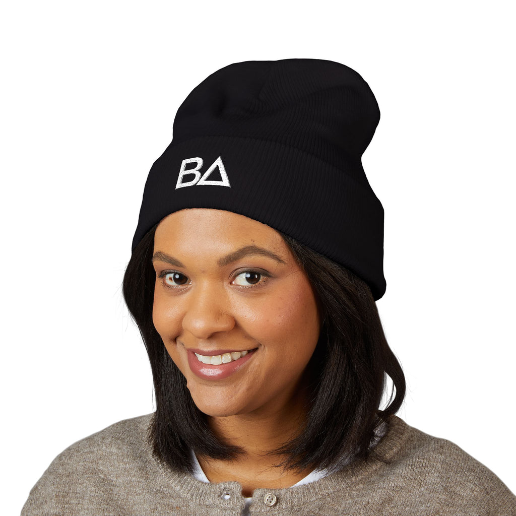 Breaux Ave Black Unisex Cuffed Beanie