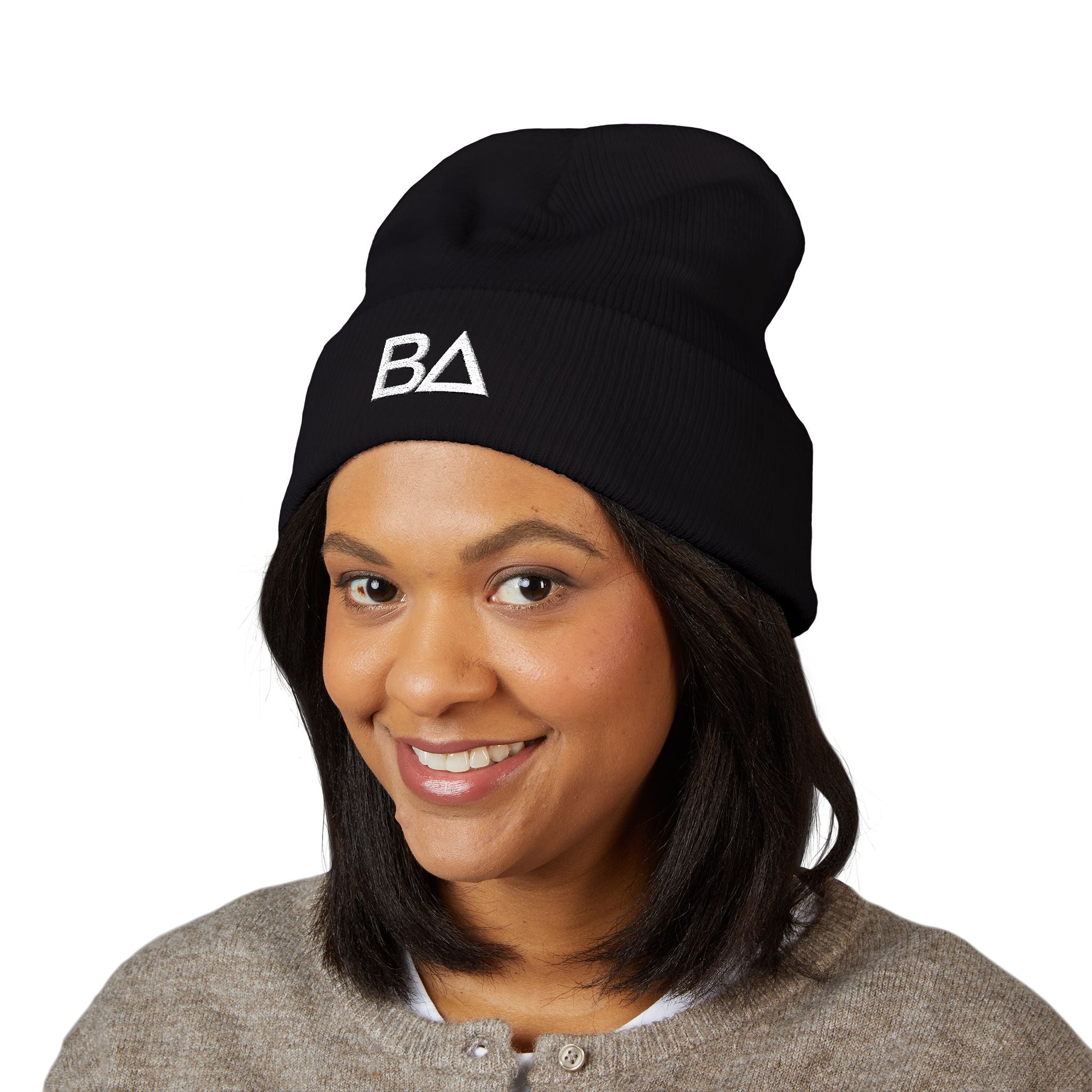 Breaux Ave Black Unisex Cuffed Beanie